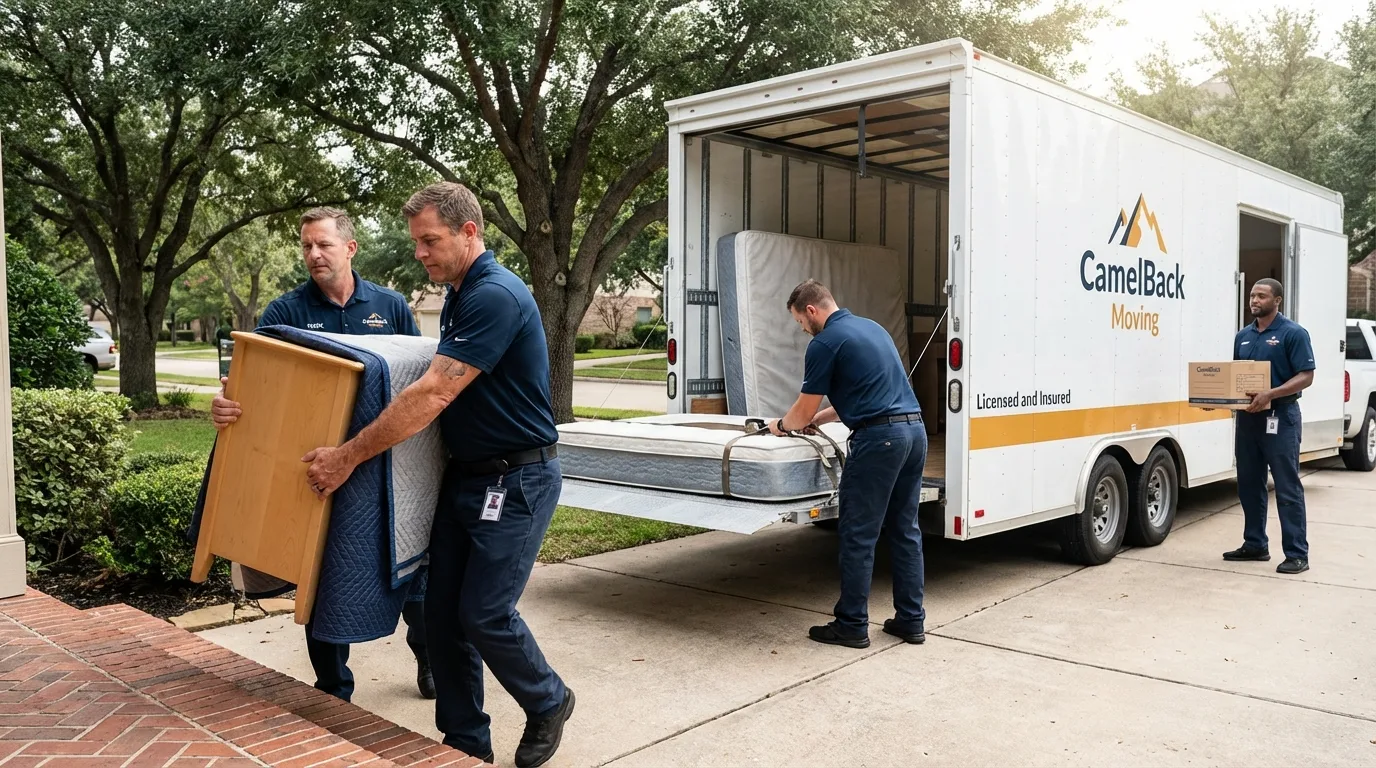 Crew loading residential truck for cross-state move from Trenton, OH