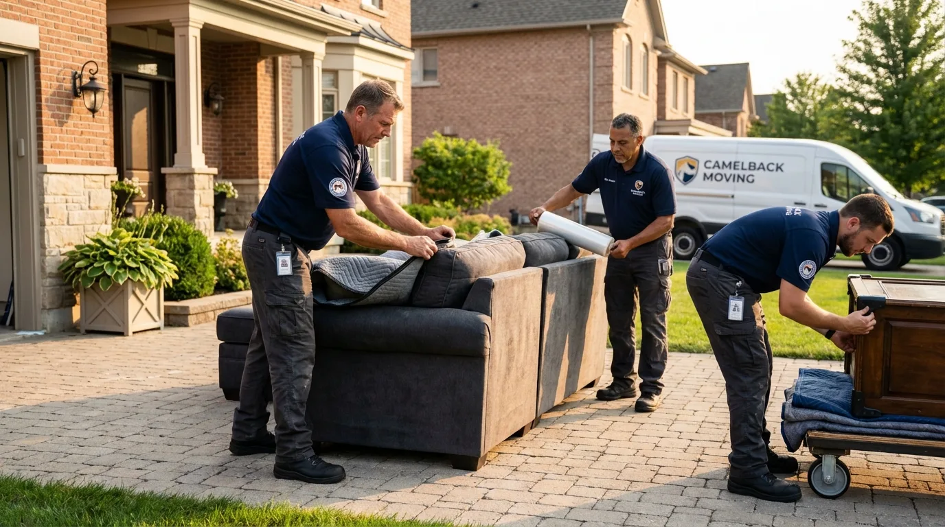 Large estate moving crew wrapping furniture in Trenton, OH
