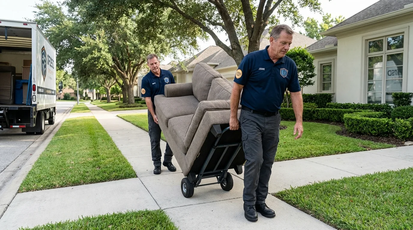 Local residential moving crew loading furniture in Trenton, OH